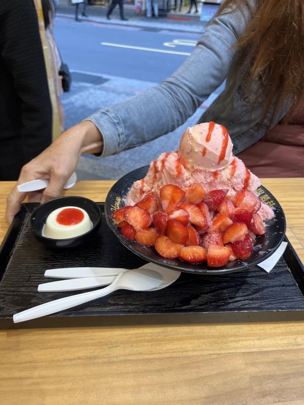 A bowl of strawberry ice