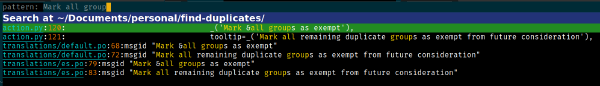 Screenshot of the result of a text search for 'mark all groups'.