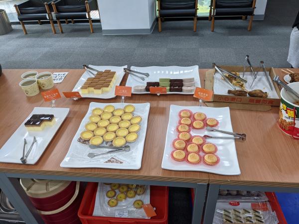 A table of desserts.