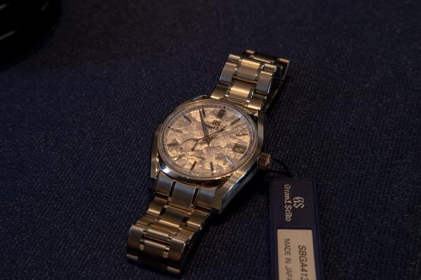 Grand Seiko SBGA413 on the counter at the Grand Seiko Boutique