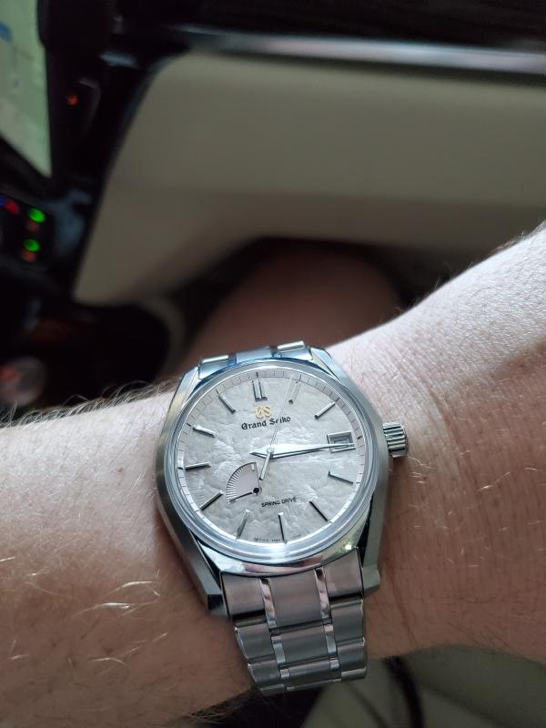 Grand Seiko SBGA413 on the wrist in my car