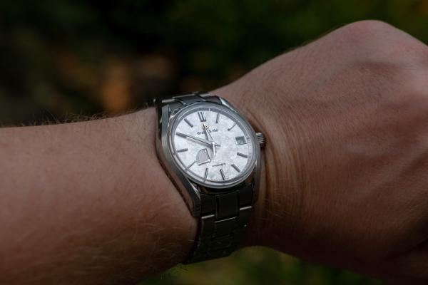 Grand Seiko SBGA413 on the wrist at the park