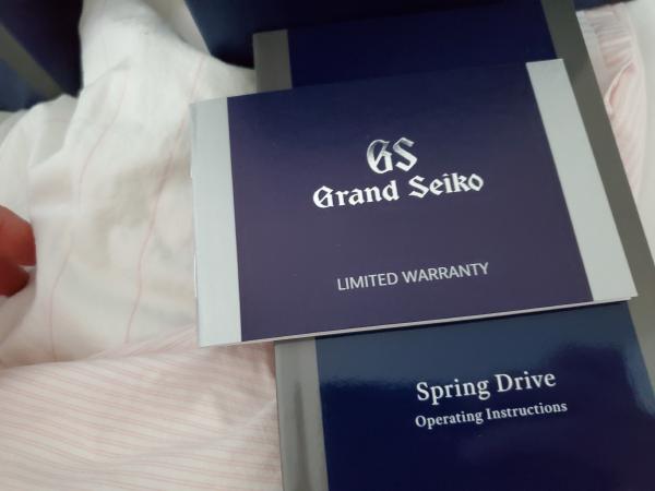 Grand Seiko SBGA413 Warranty Card