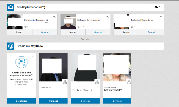screenshot of linkedin contact management page