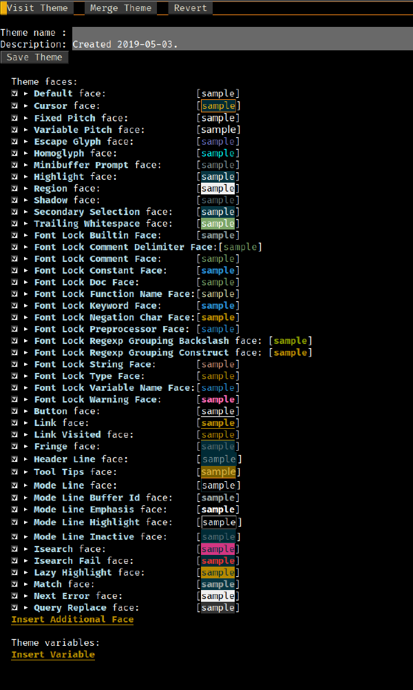 Screenshot of the Emacs Theme Editor