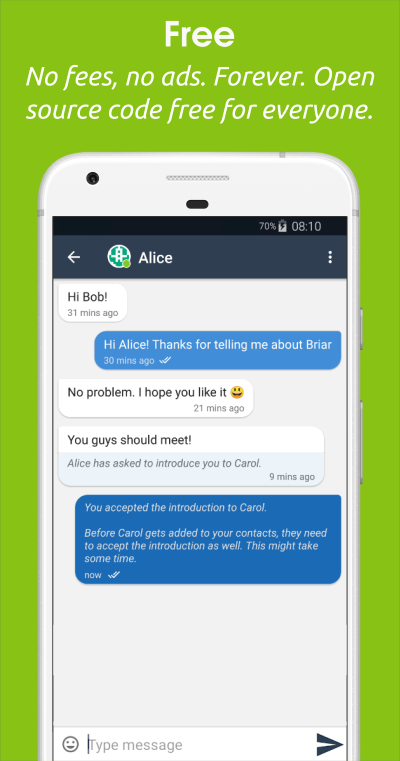 Screenshot of briar app