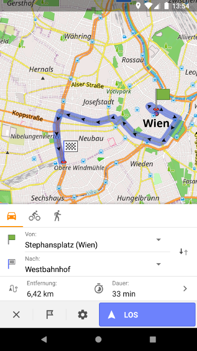 Screenshot of OsmAnd map app