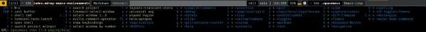 Screenshot of a helm buffer listing available commands in emacs.