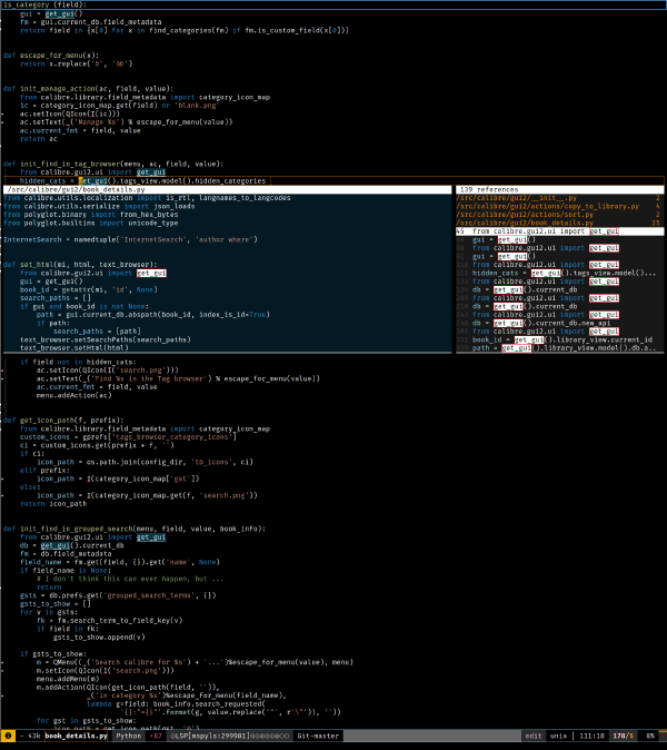 Screenshot of a python file opened in emacs.