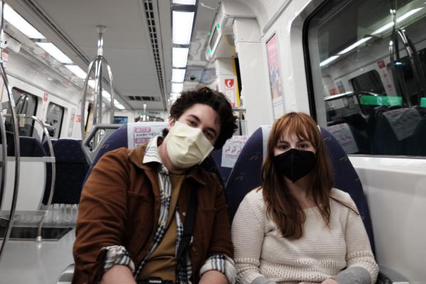 Colette and Caleb on the Taoyuan express