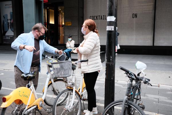 Mom and dad near ubikes