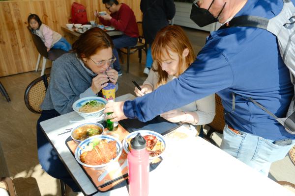 Family eating at the food court