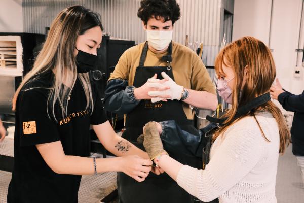 Caleb and Colette getting gloves on