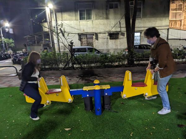 Colette and I in a playground