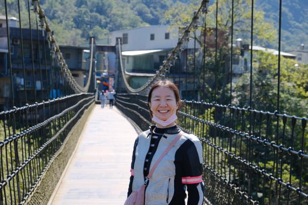 Tammy on the bridge at shifen