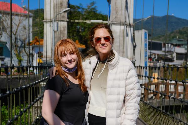 Colette and mom on the bridge at shifen