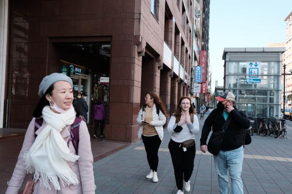 Family walking to the airbnb