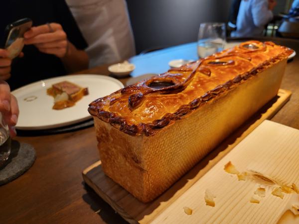 Side view of the loaf of Pâté