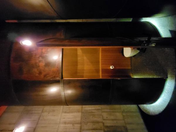 View of one of the bathroom pod things