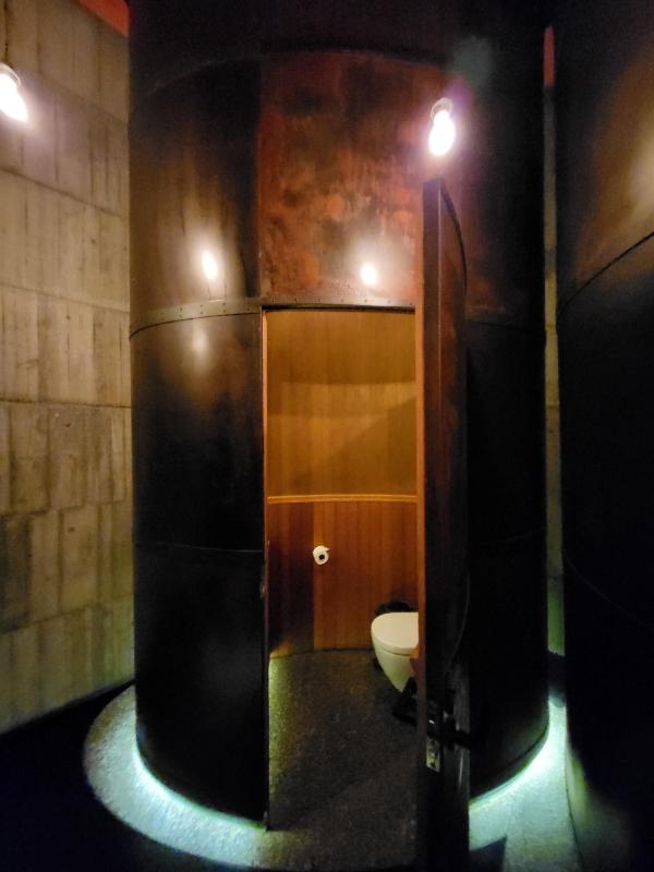 View of one of the bathroom pod things