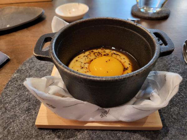 The mashed potatoes, served with egg
