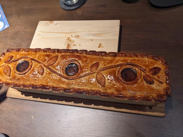 Top down view of the loaf of Pâté