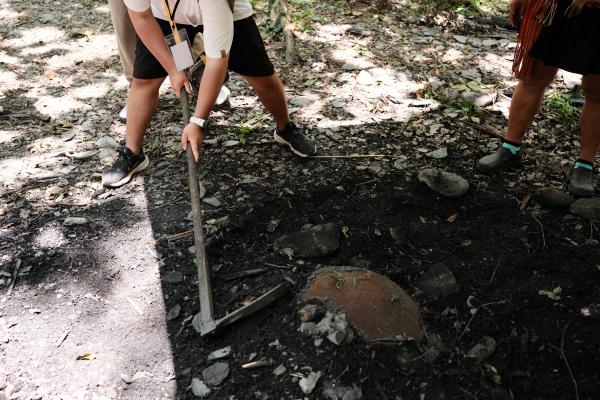 The food covered in rocks and dirt