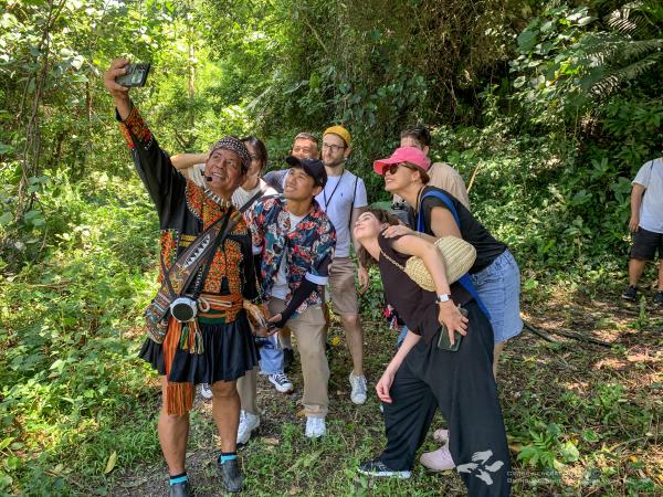 The tour guide taking a selfie with all of us