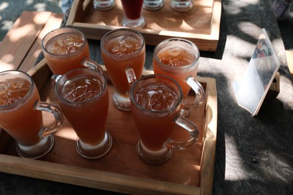 A tray of drinks