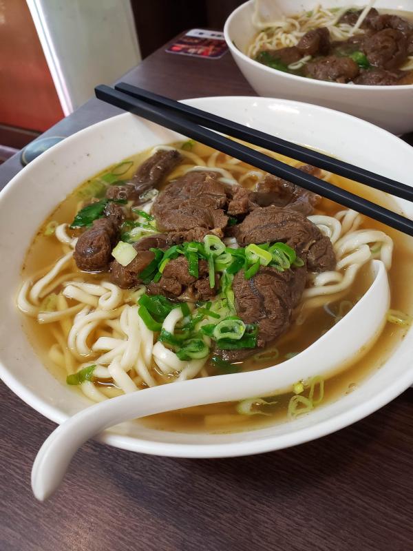 Our first beef noodle soup in Taiwan
