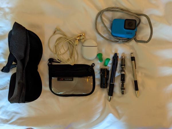 The contents of my front left backpack pocket, unpacked