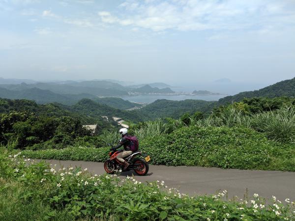 Me riding a motorcycle near Jiufen